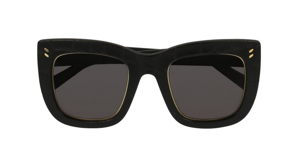 Stella McCartney SC0067S Black Croc Oversized Square Cat Eye Sunglasses 001